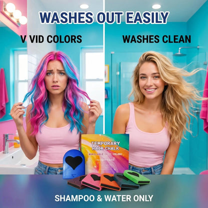 🌈 Washable Hair Chalk Set – Instant Temporary Hair Color for Parties & Festivals