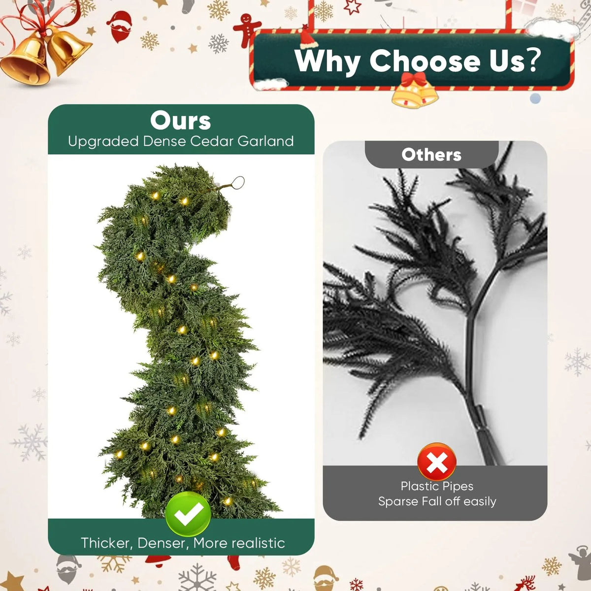 6 FT Artificial Cedar Garland – Realistic Winter Greenery