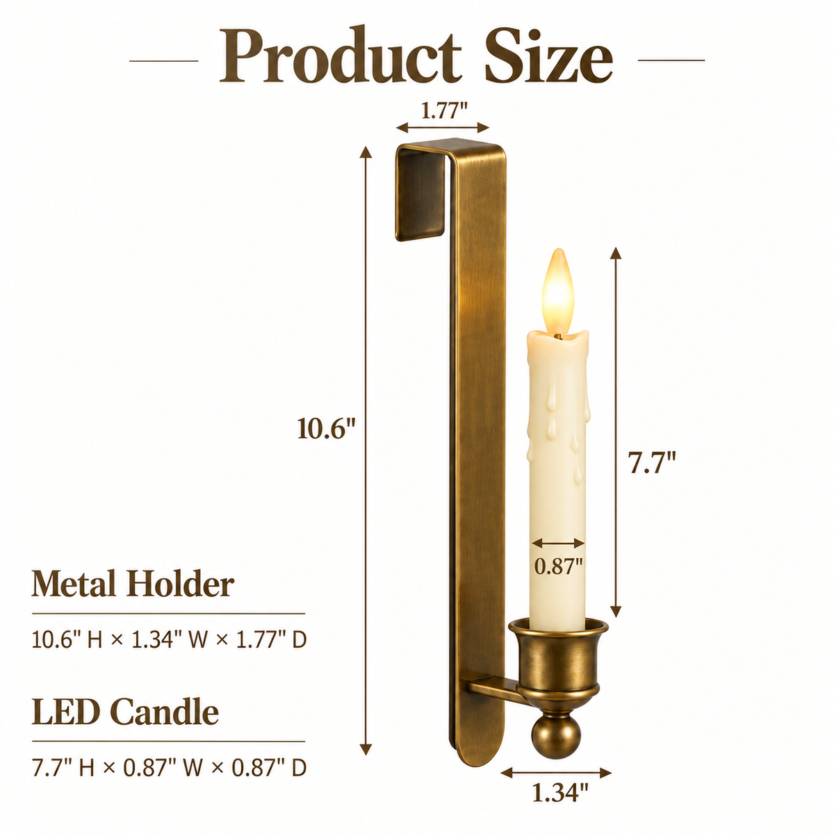 3-Pack Vintage Brass Cabinet Candles with Remote - Image 8