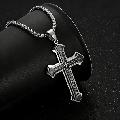 Engraved Bible Verse Cross Necklace