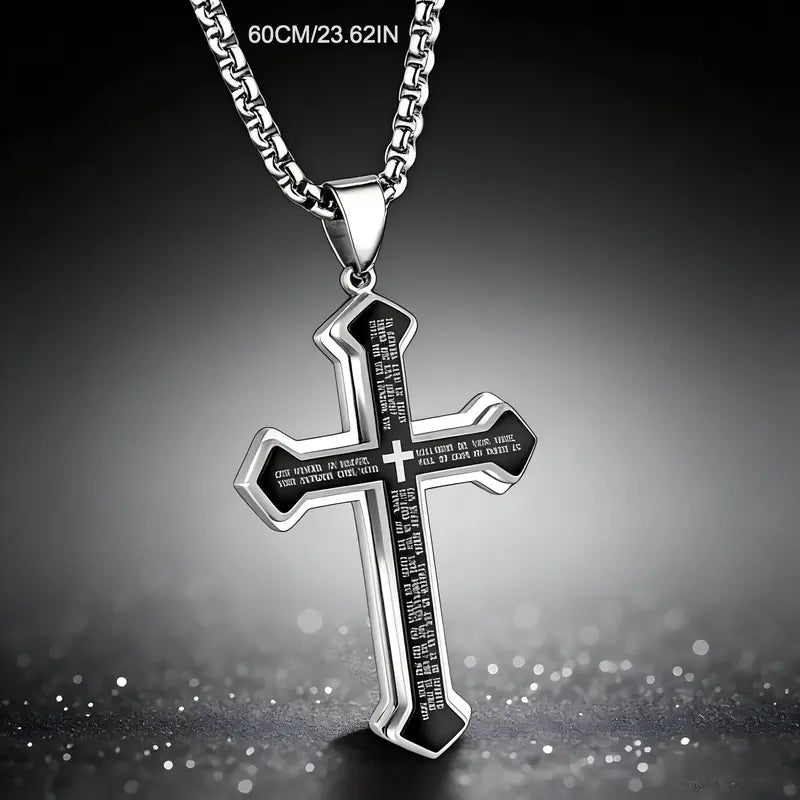 Engraved Bible Verse Cross Necklace
