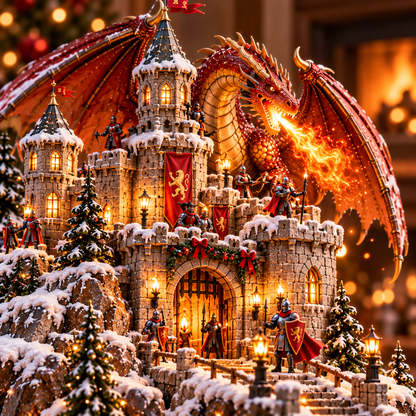 🔥 LAST DAY 49% OFF-🐉🏰 Dragon Kingdom Christmas Castle™ — A Medieval Winter Fantasy Village with Lights