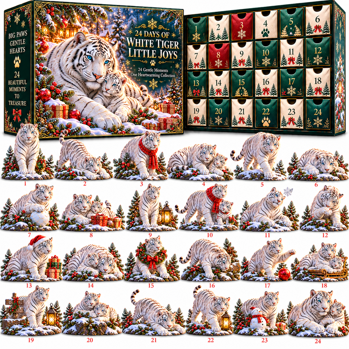🐅 Majestic Yet Gentle! ❄️ 2026 White Tiger Advent Calendar – 24 Days of Winter Wonder!