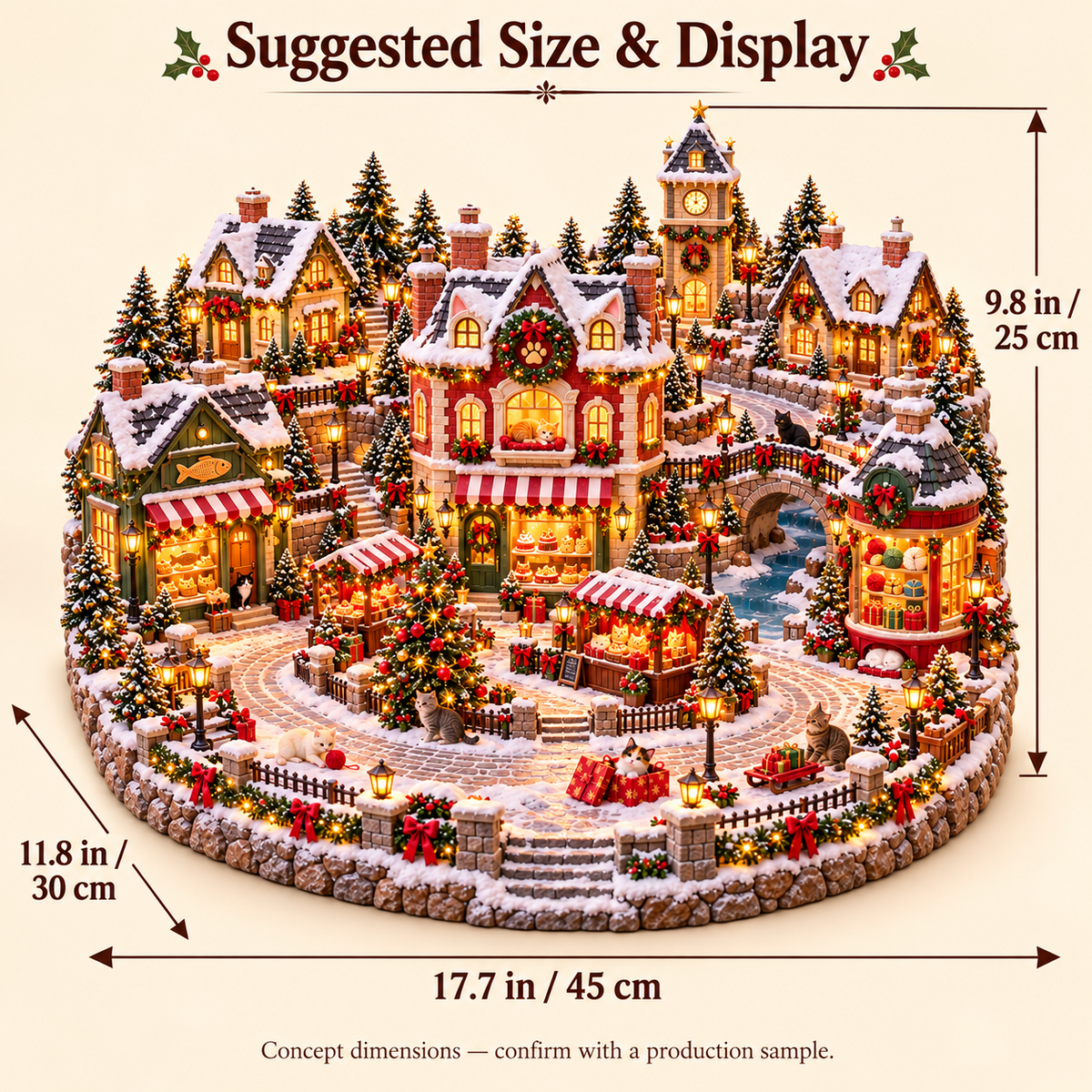 Christmas Cat Village 🐱🎄 – Lighted Cat Lover’s Holiday Scene 🐈✨