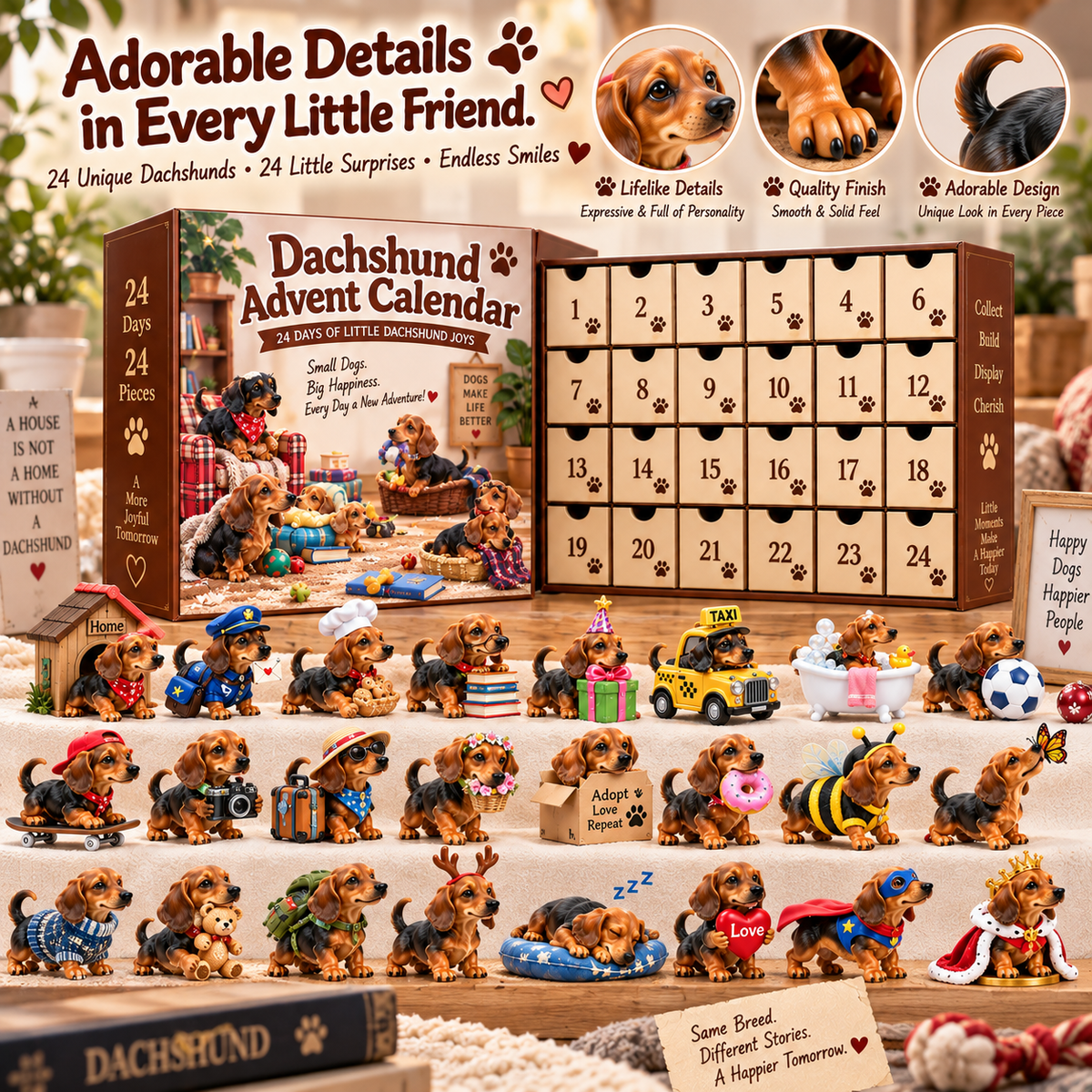 🐶🐾24 Little Dachshunds, 24 Big Personalities — Dachshund Advent Calendar