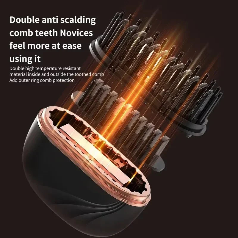 Close-up of guarded comb teeth on the compact straightening brush
