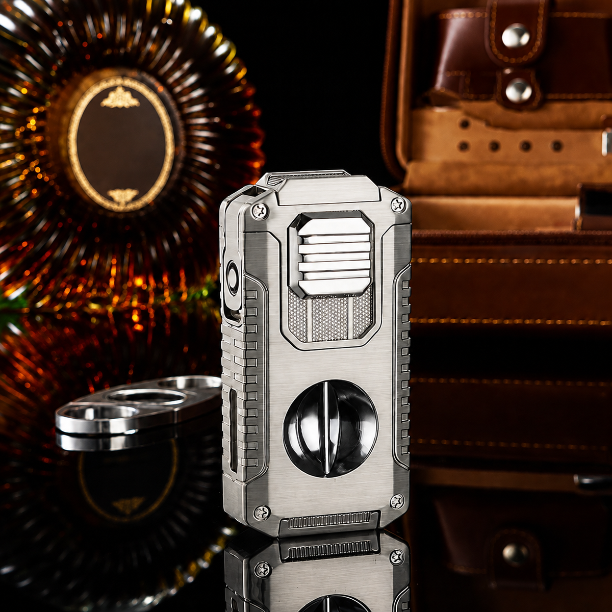 Vintage-Inspired Luxury Refillable Lighter - Silver-Brushed