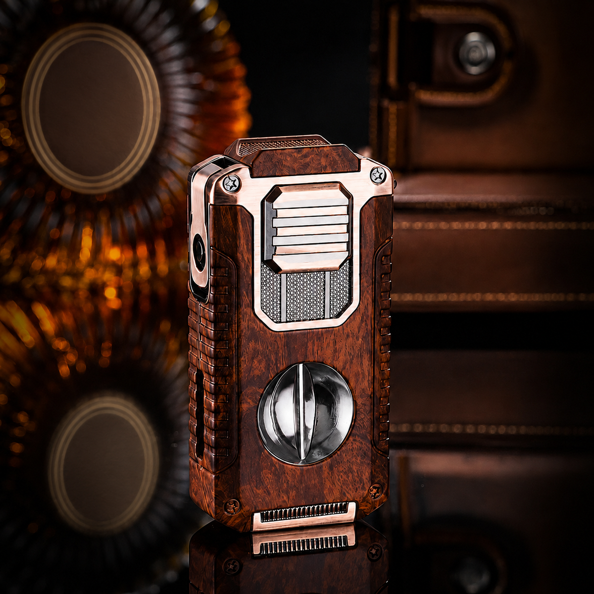 Vintage-Inspired Luxury Refillable Lighter - Premium Ebony Wood