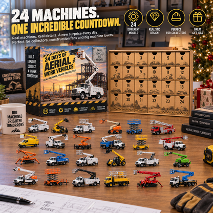 🏗️24 Days of Aerial Work Vehicles Advent Calendar – 24 Unique Construction Equipment Miniatures