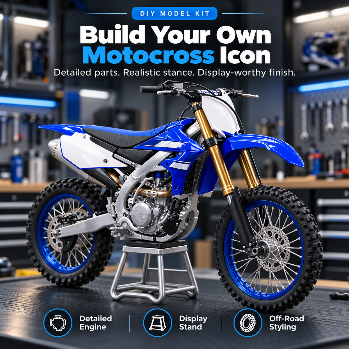 🔥Last day 50% 🏁 DIY Motocross Dirt Bike Model Kit – Build & Display 🏍️