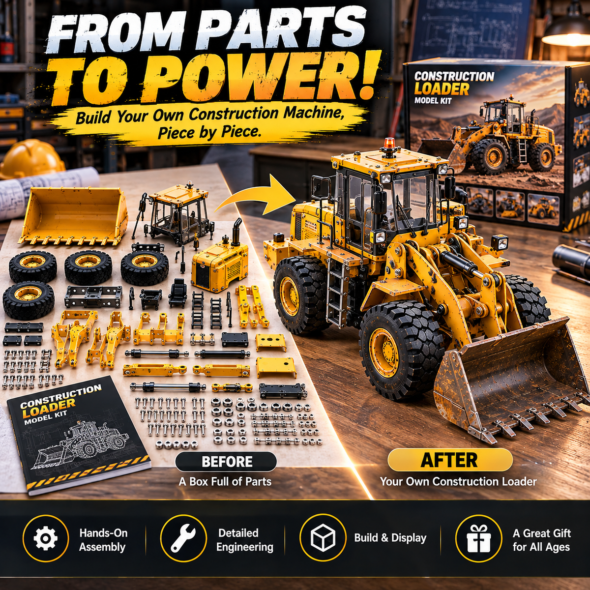 🏗️ Build It Yourself! 🔧 Construction Wheel Loader Model Kit
