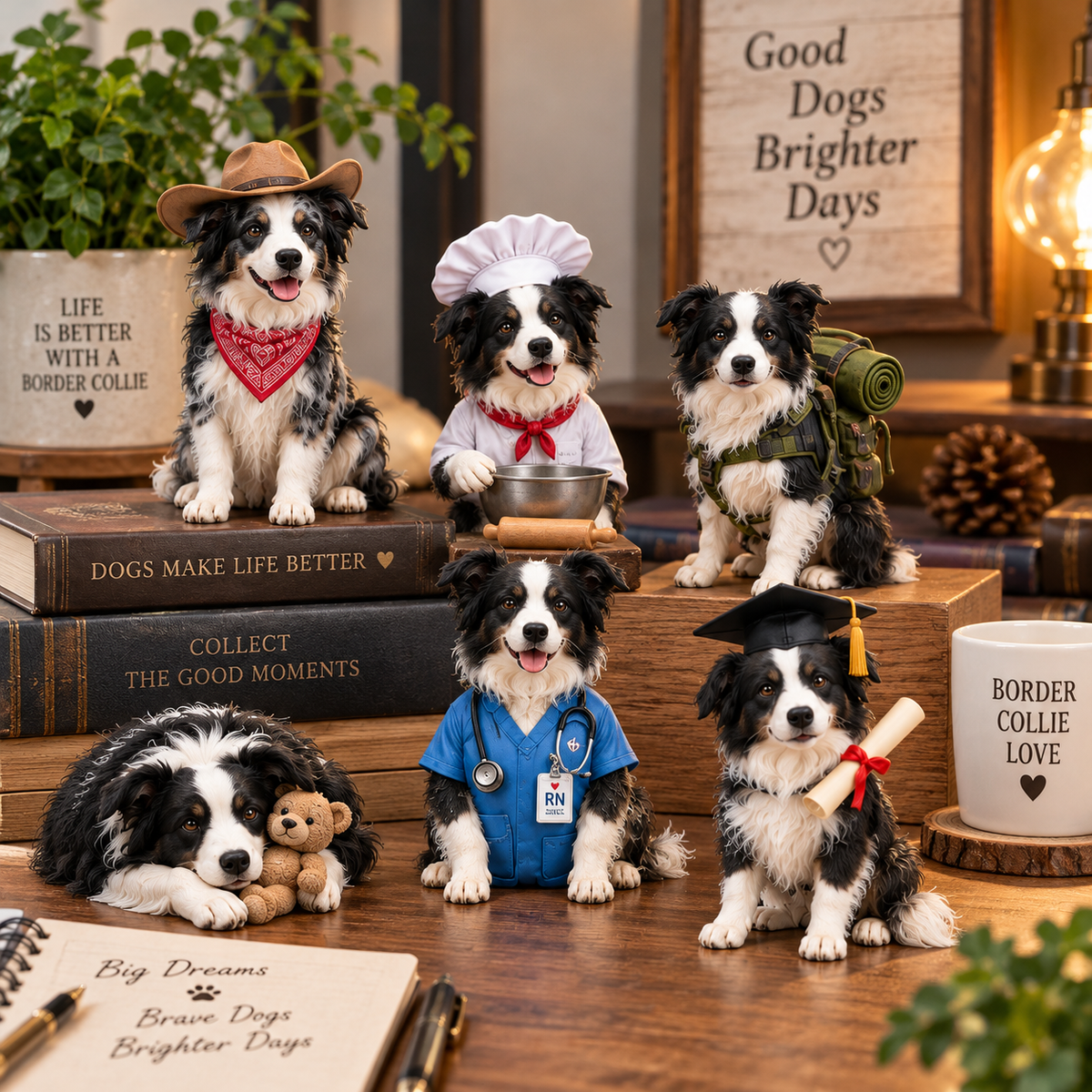 24 Days of Border Collie – 24 Unique Dog Figurines | Christmas Collectible Gift Set