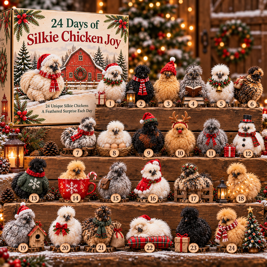 🐔🎄 24 Days of Silkie Chicken Joy – Christmas Advent Calendar with 24 Unique Figurines 🎁❤️