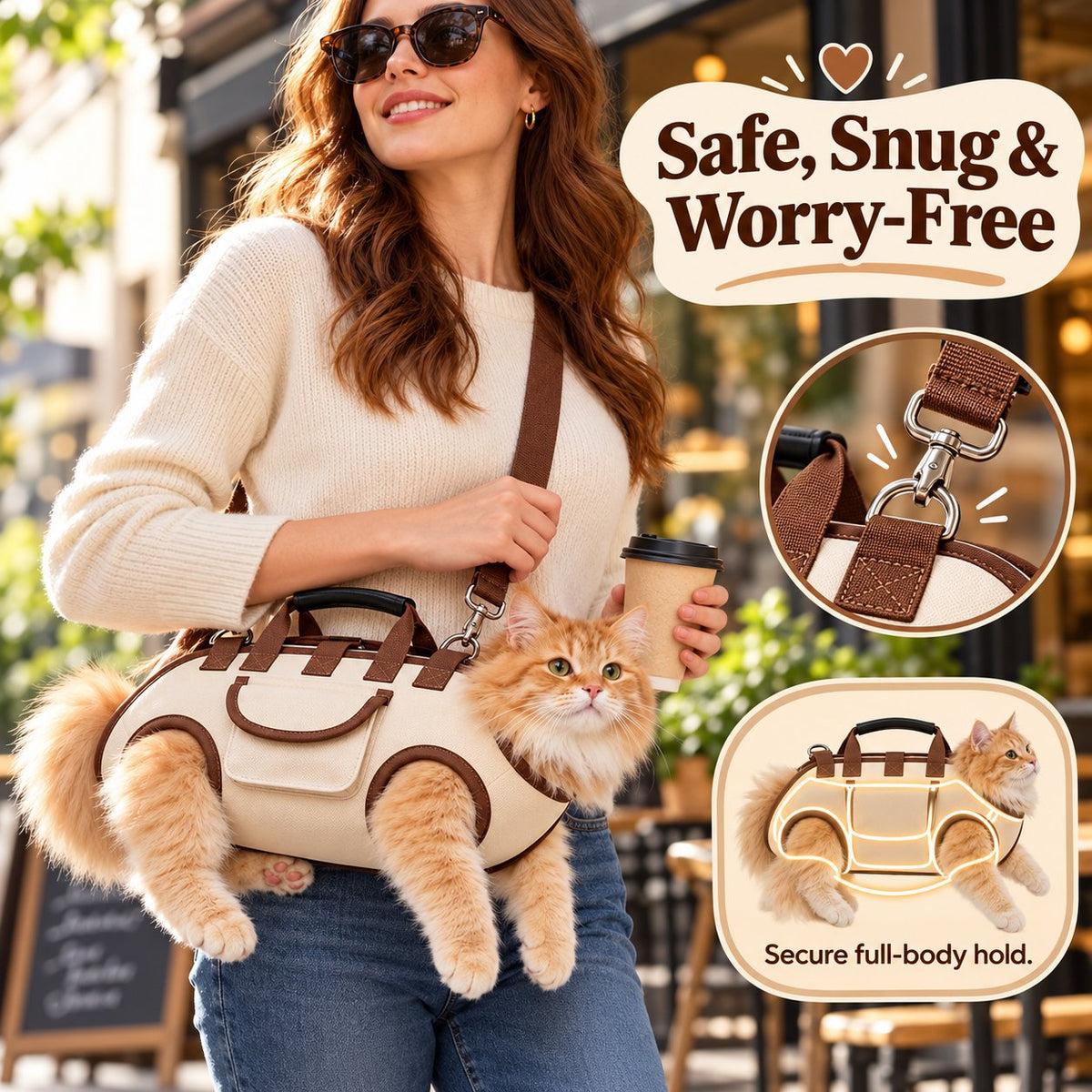 🐾 Hands-Free Pet Sling & Harness Carrier
