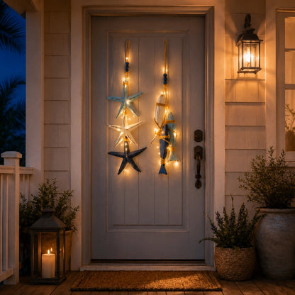 Coastal Wooden Hanging Wall Decor with LED Lights