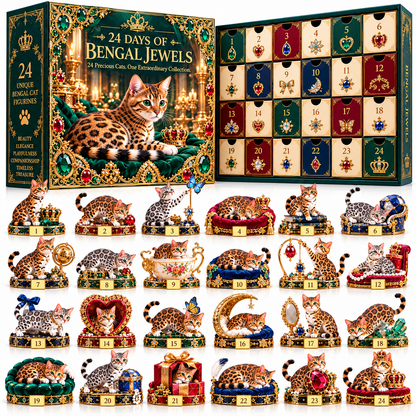✨ 24 Little Royals Await! 🐱 Luxury Bengal Cat Advent Calendar – 24 Collectibles