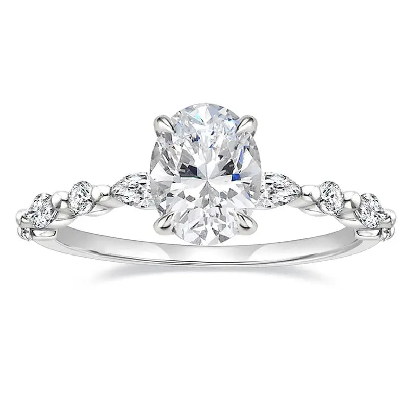 14K Gold Plated 3CT Oval CZ Engagement Ring