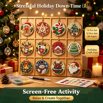 🎄✨6Pcs/12Pcs Christmas DIY Diamond Painting Ornaments Kit, Xmas Tree Hanging Pendant🎄