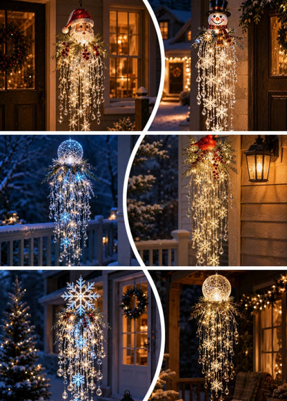 ❄️Crystal Cascade Christmas Light – Hanging Snowflake & Crystal LED Porch Décor ✨