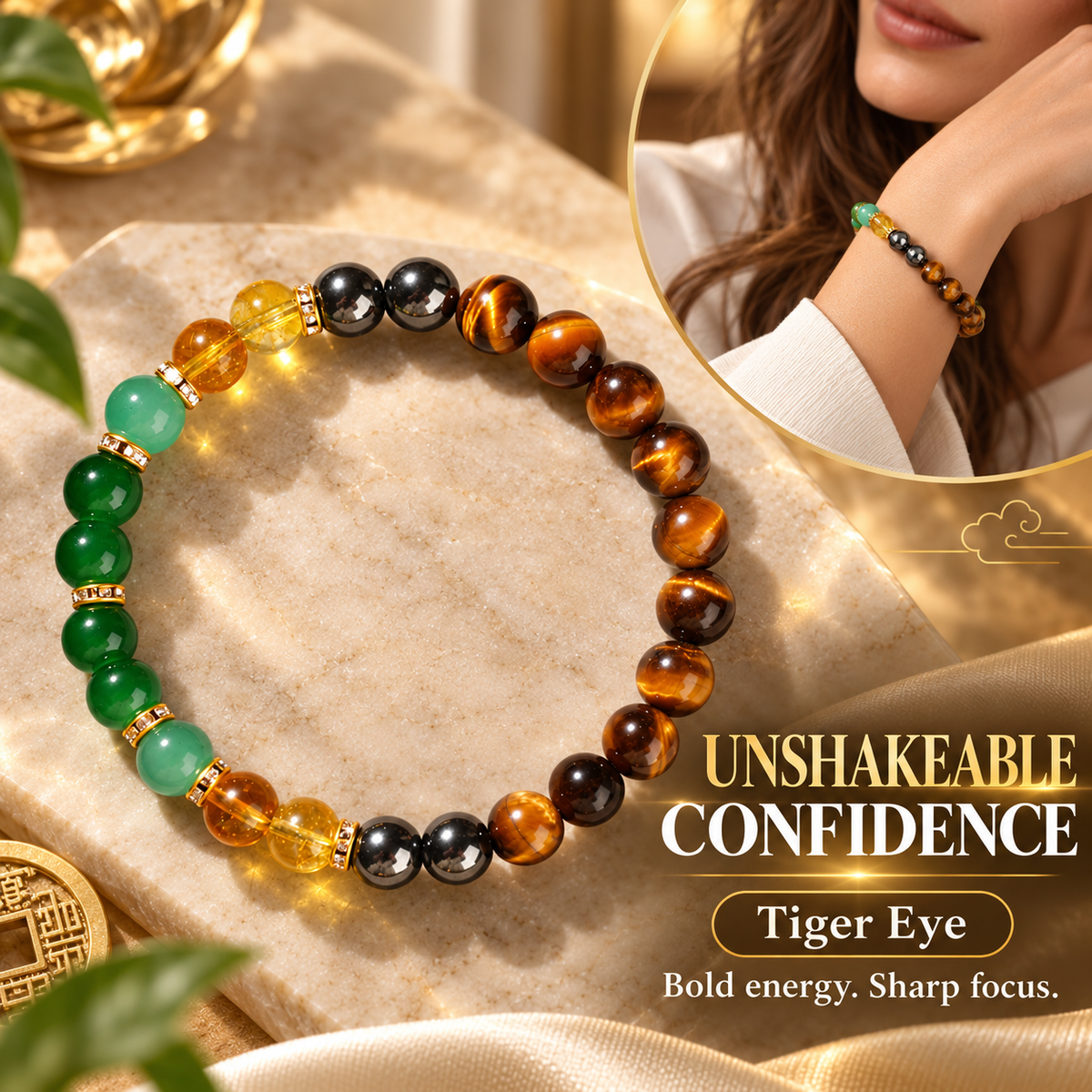 Natural Crystal Wealth & Good Luck Beaded Bracelet 💰