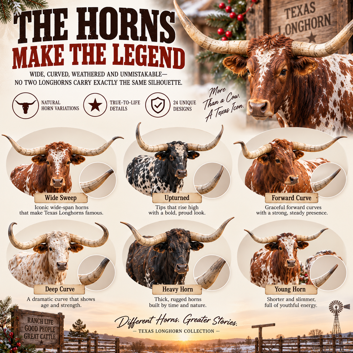🐂🎄Texas Longhorn Christmas – 24 Ranch Legends Collection