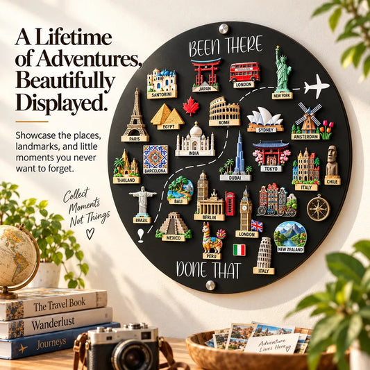 🗽⛩️ Been There, Done That – Travel Magnet Display Board 🎁