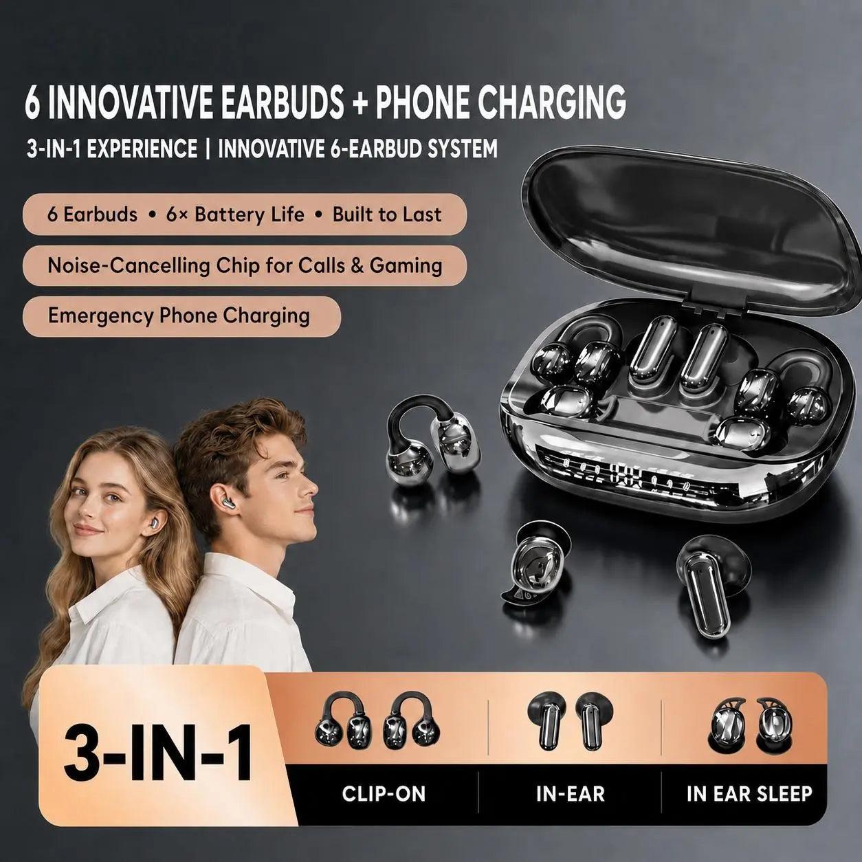 🦻3 in 1 Wireless Earbuds with Power Bank Case