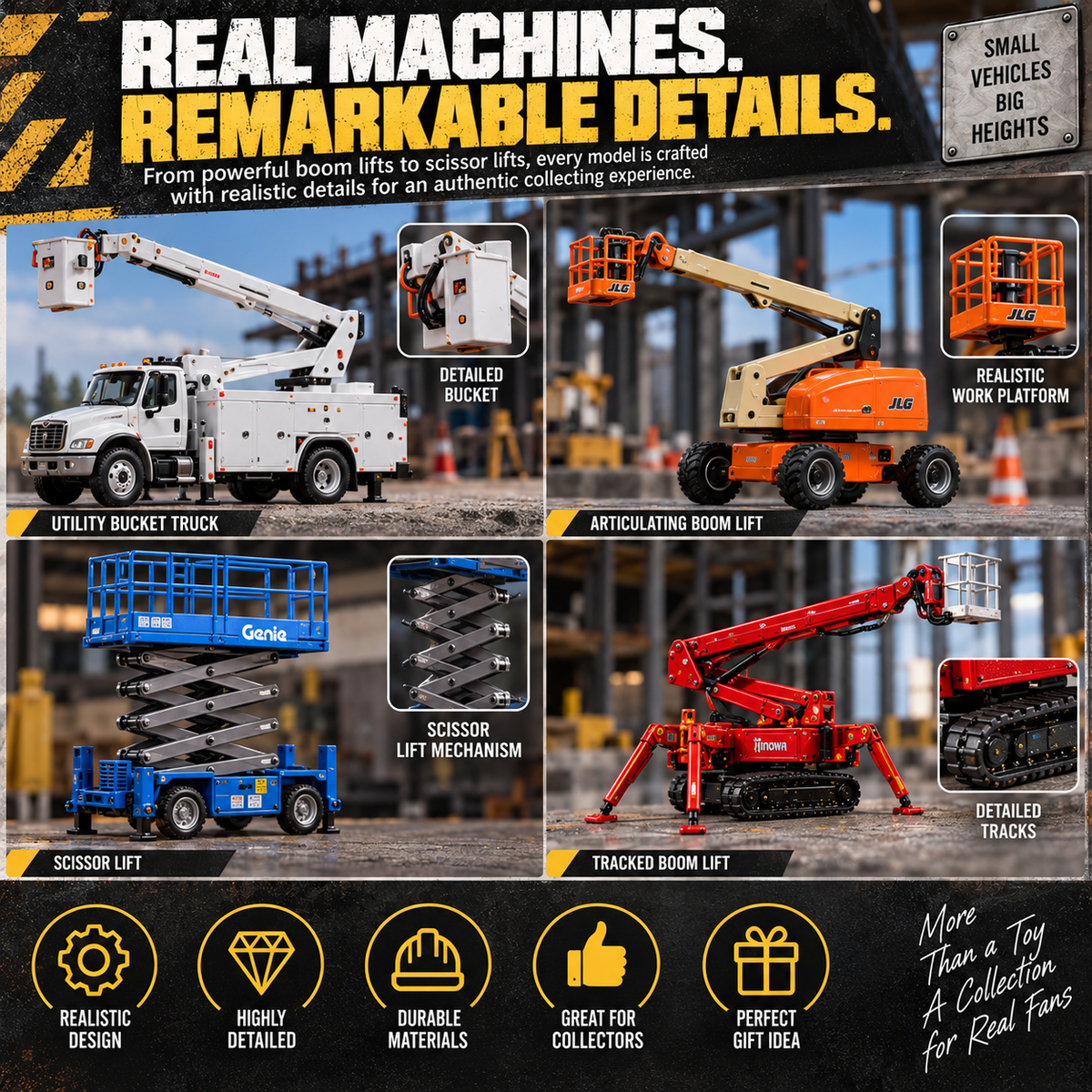 🏗️24 Days of Aerial Work Vehicles Advent Calendar – 24 Unique Construction Equipment Miniatures
