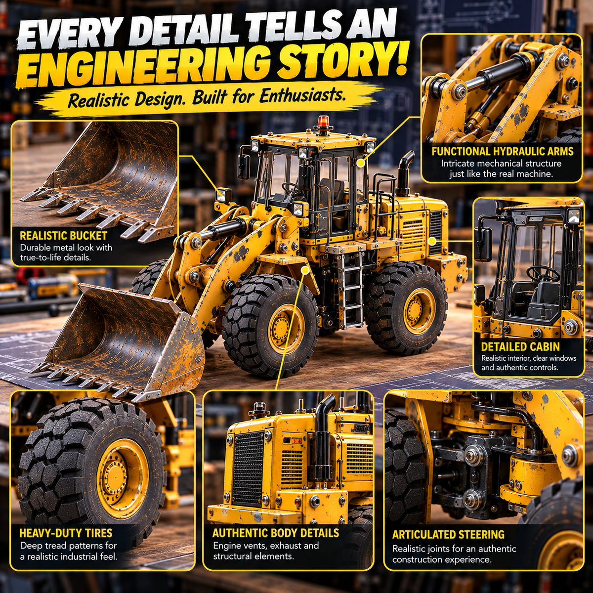 🏗️ Build It Yourself! 🔧 Construction Wheel Loader Model Kit