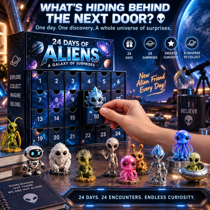 👽 24 Days of Alien Encounters Advent Calendar – 24 Unique Alien Figurines, Mystery Space Collectibles & Sci-Fi Gift