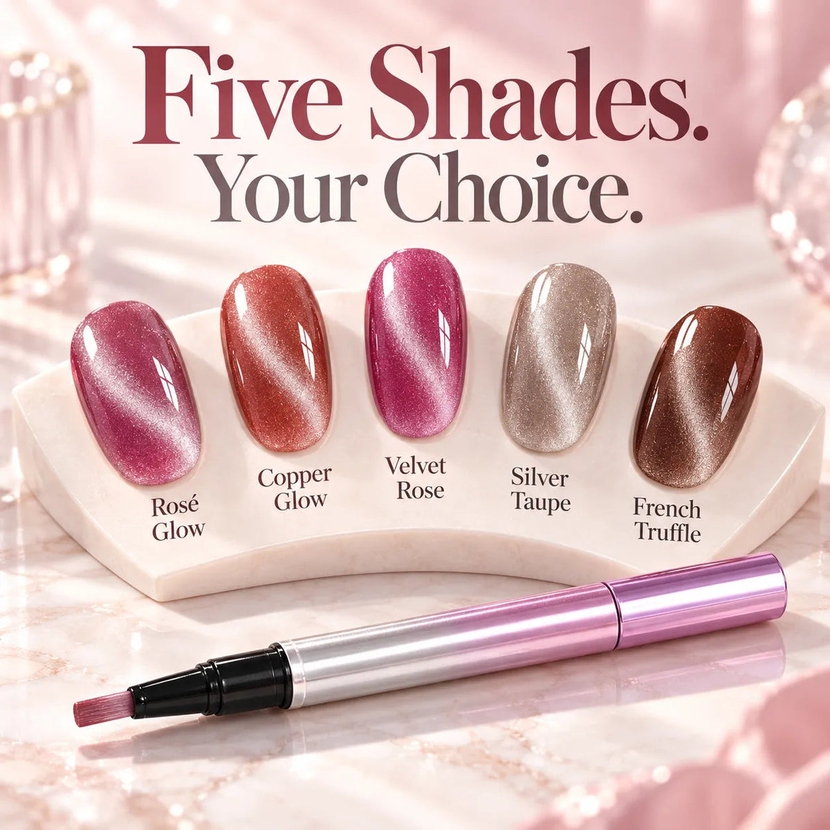 ✨ Cat Eye Nail Polish Pen – Shimmering Color & Glossy Finish in 5 Shades 💅