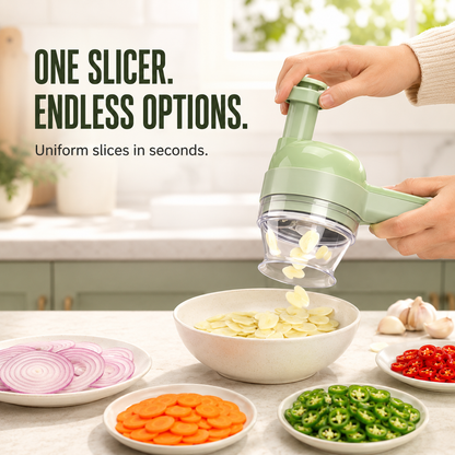 🧄 🌶️4-in-1 Handheld Electric Chopper: Slice, Mince, Peel & Auto-Clean!