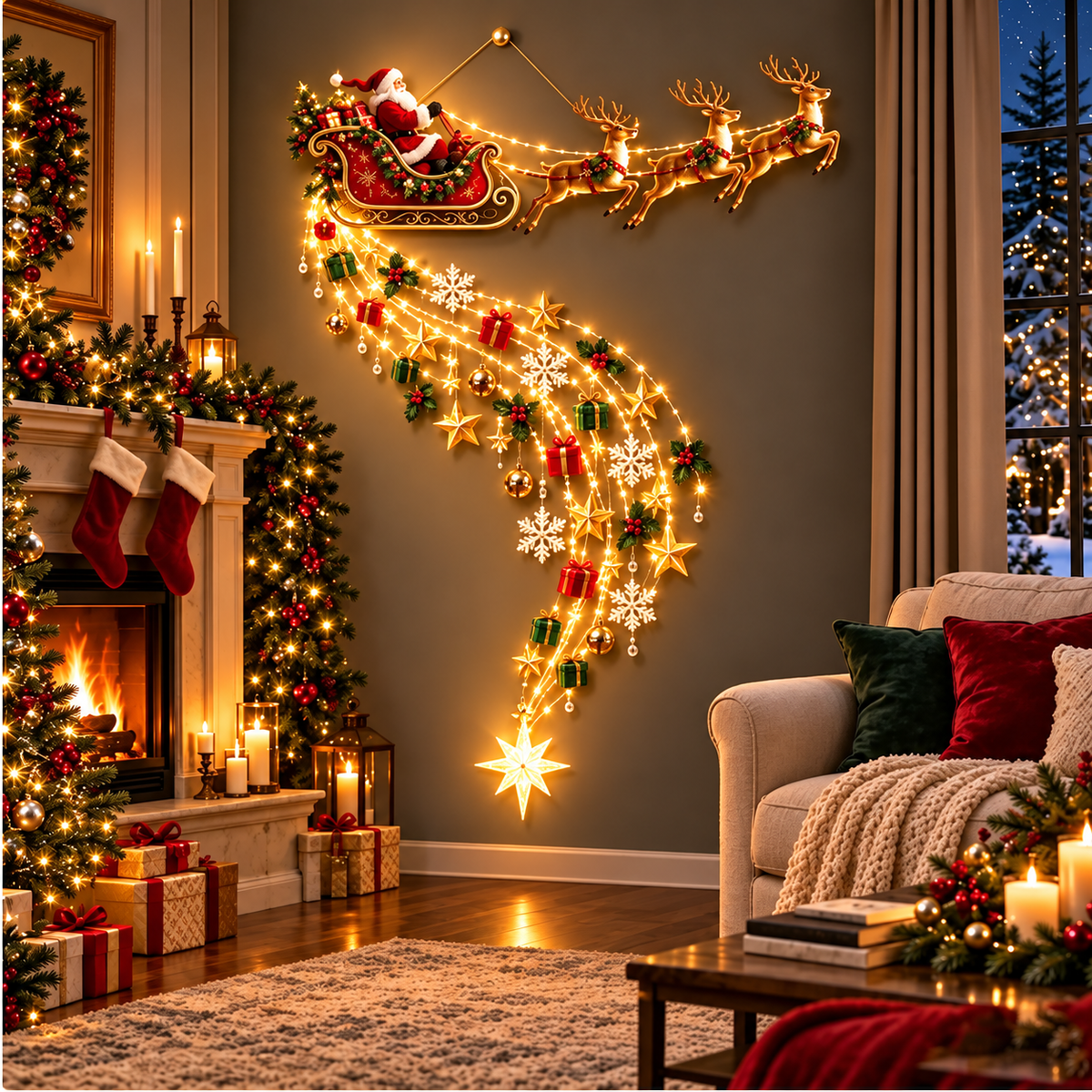 ✨ Christmas Wall Magic Lighted Decoration – Warm Glowing Holiday Wall Display