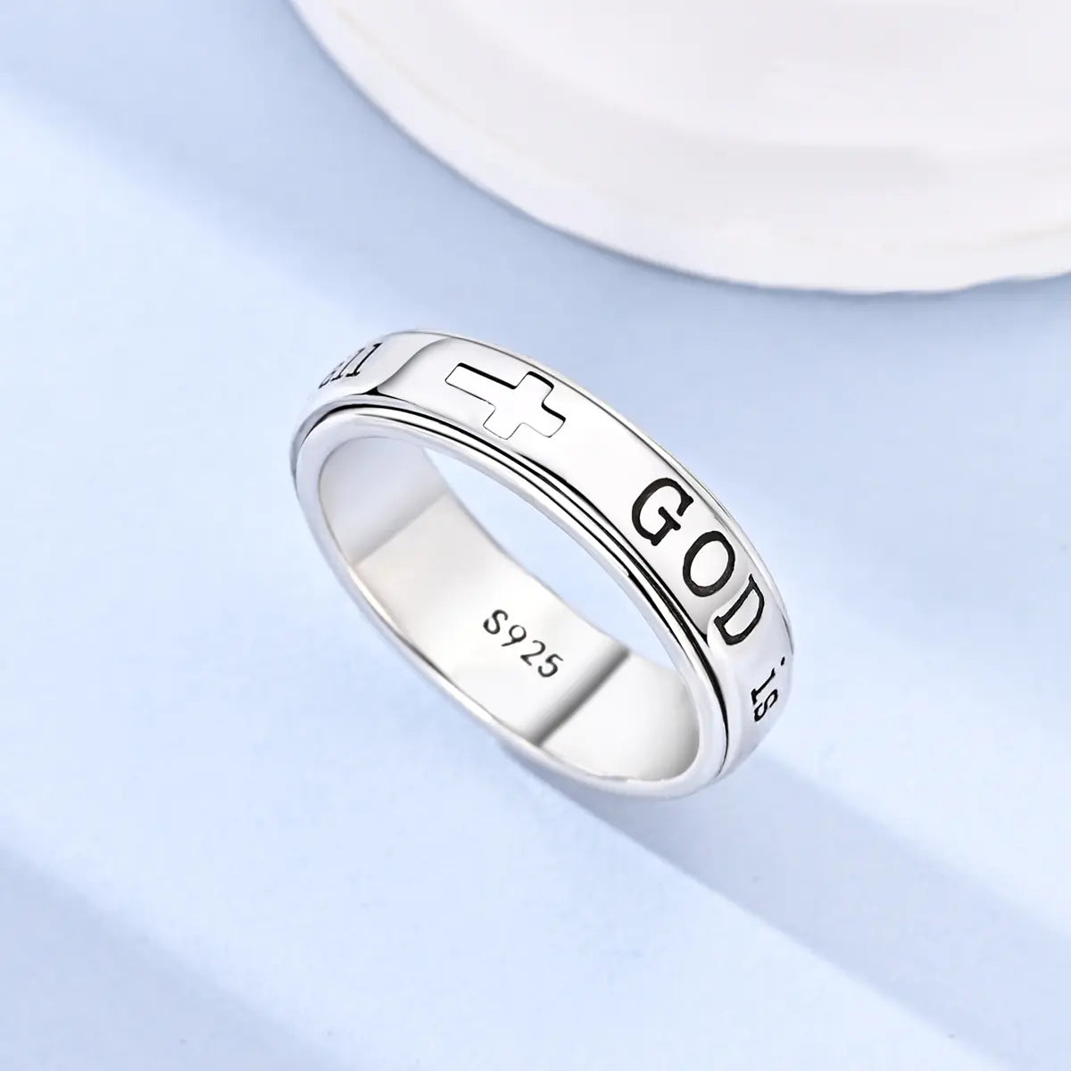 Christian Spinner Ring – Psalm 46:5 Inspirational Cross Ring