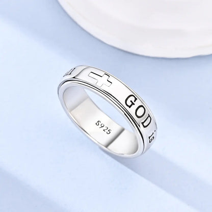 Christian Spinner Ring – Psalm 46:5 Inspirational Cross Ring