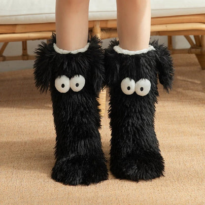 50K+ SOLD💕Women's Plush Slippers Socks Floor Socks Winter Home Indoor Thickened Fleece-Lined Anti-Slip Adult Women's Plush Snow Socks Shoe Covers