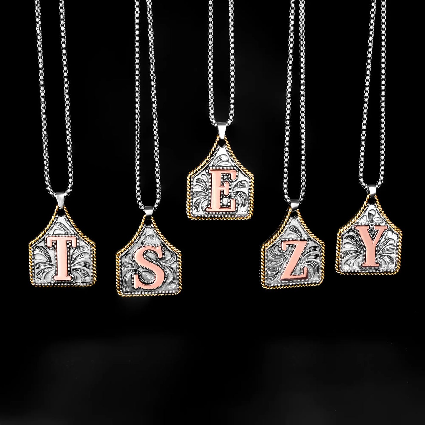 A-Z Letter Pendant Necklace - 22inch Stainless Steel