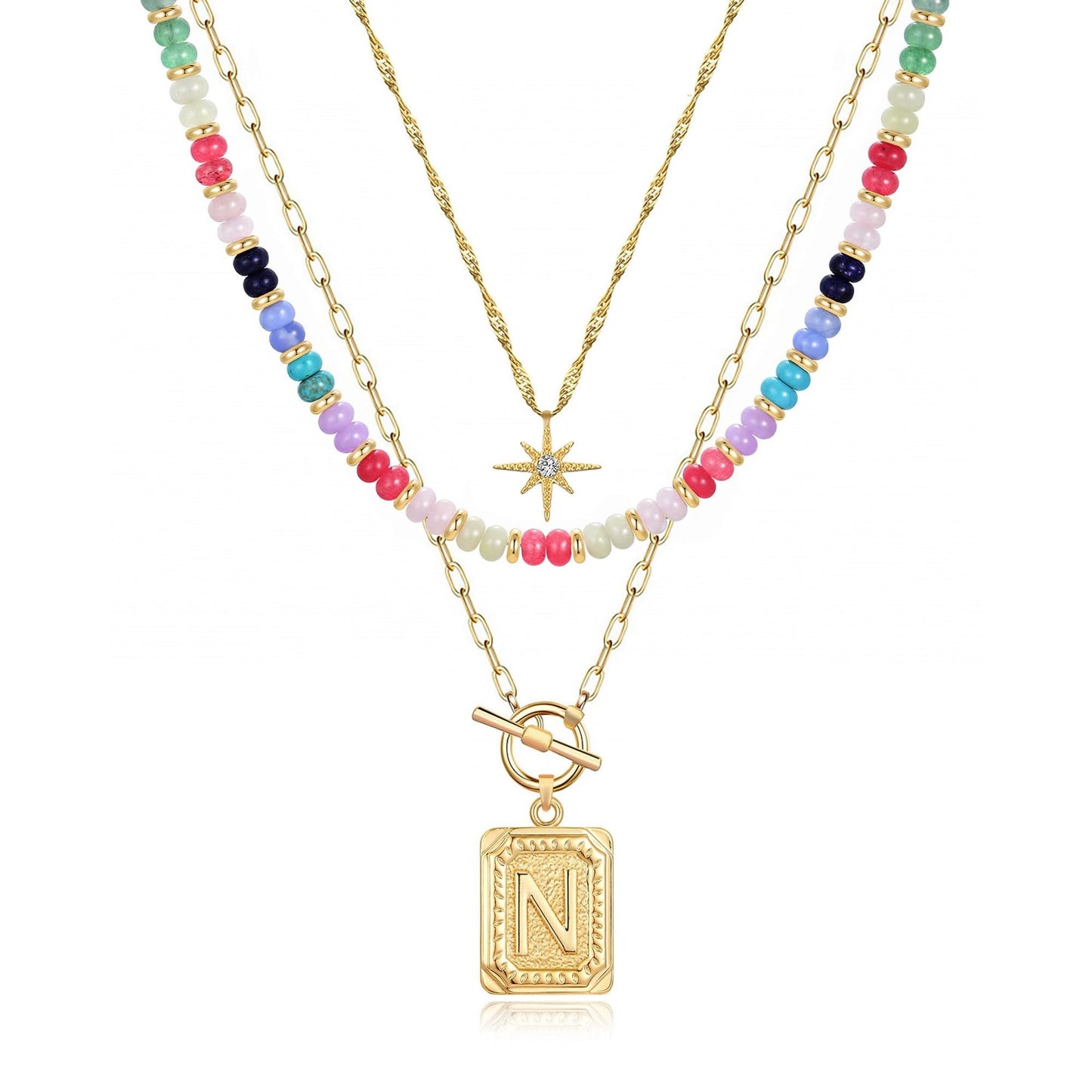 14K Gold Plated Layered Necklaces for Women