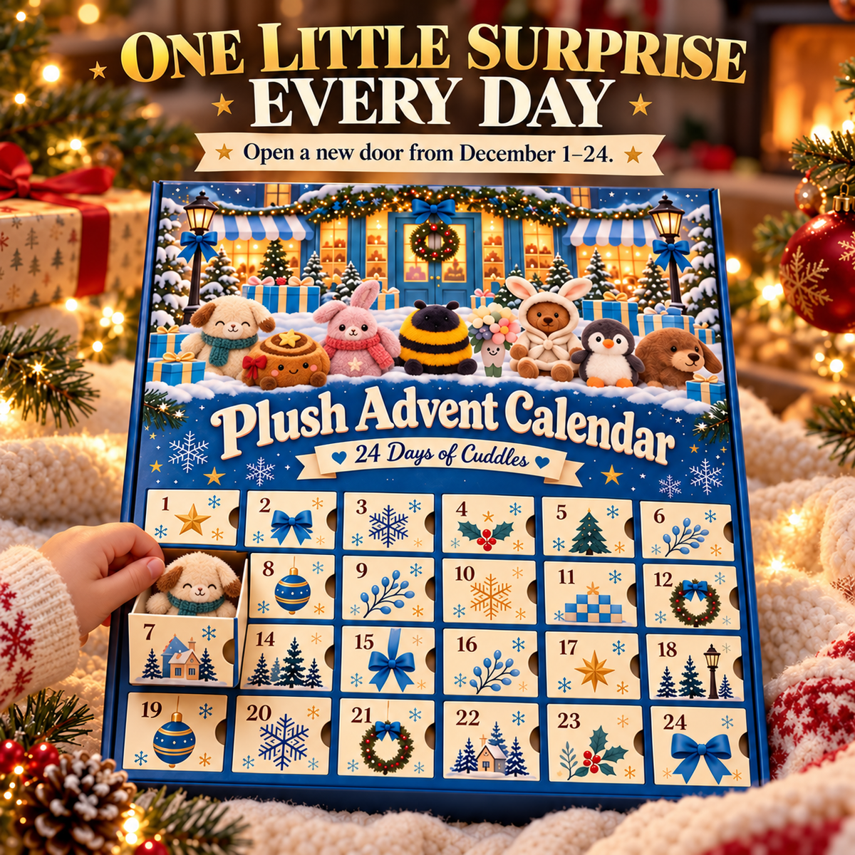 🧸24-Day Christmas Plush Advent Calendar – 24 Mini Plush Surprises