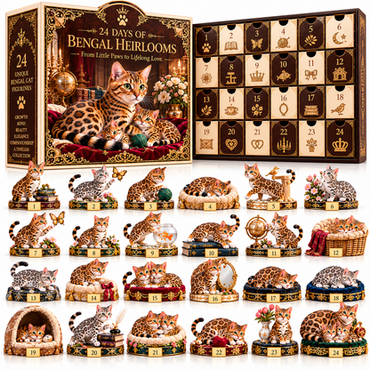 ✨ 24 Little Royals Await! 🐱 Luxury Bengal Cat Advent Calendar – 24 Collectibles