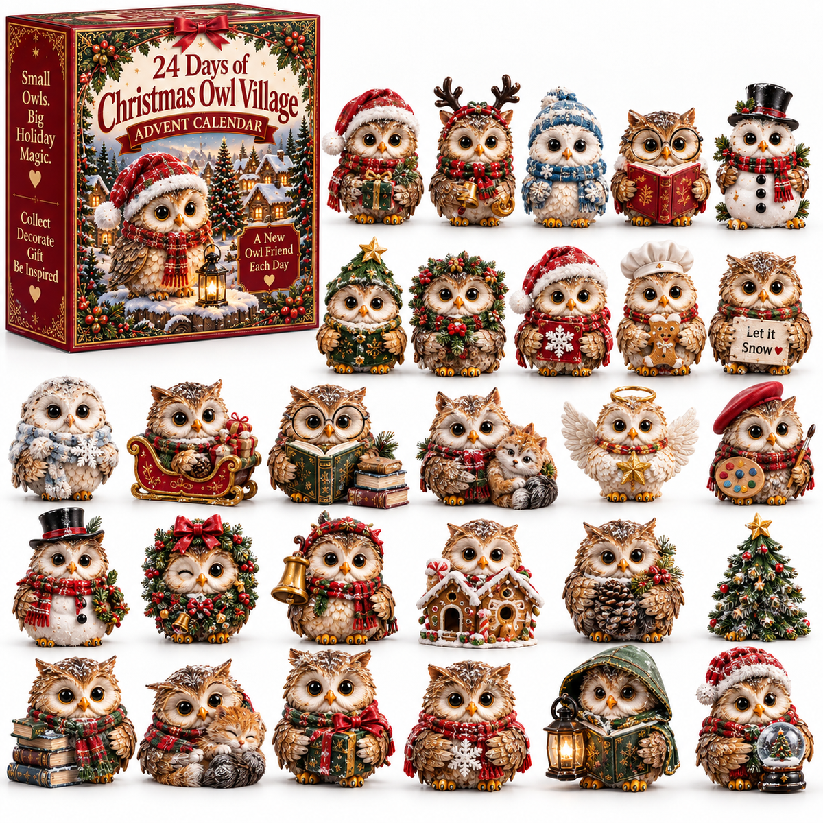 🦉 24 Days of Owl Stories — Bookish Owls & Christmas Owl Village Collection
