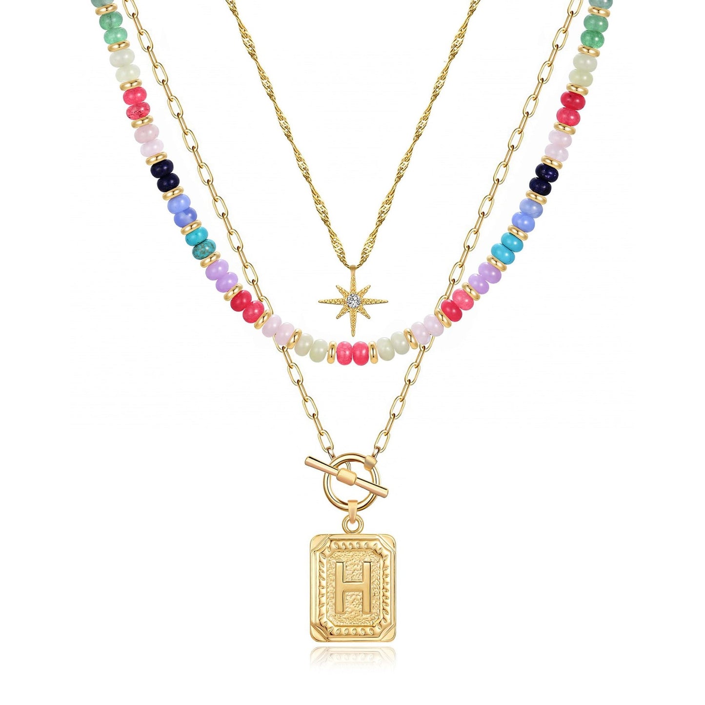 14K Gold Plated Layered Necklaces for Women