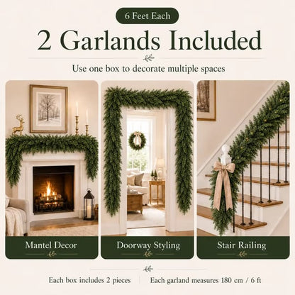 6 FT Artificial Cedar Garland – Realistic Winter Greenery