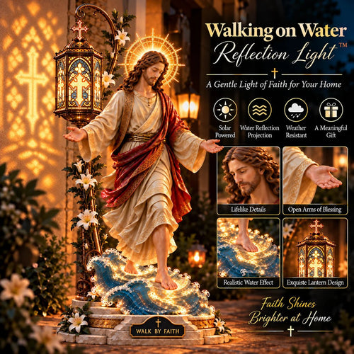 ✨✝️✨ Walk by Faith Jesus Reflection Light – Walking on Water Christian Decor🎁