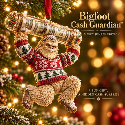 ⏰ LAST DAY SALE 49% OFF! 🎄👣 3D Bigfoot Christmas Cash Gift Ornament – Holiday Money Holder Keepsake ✨