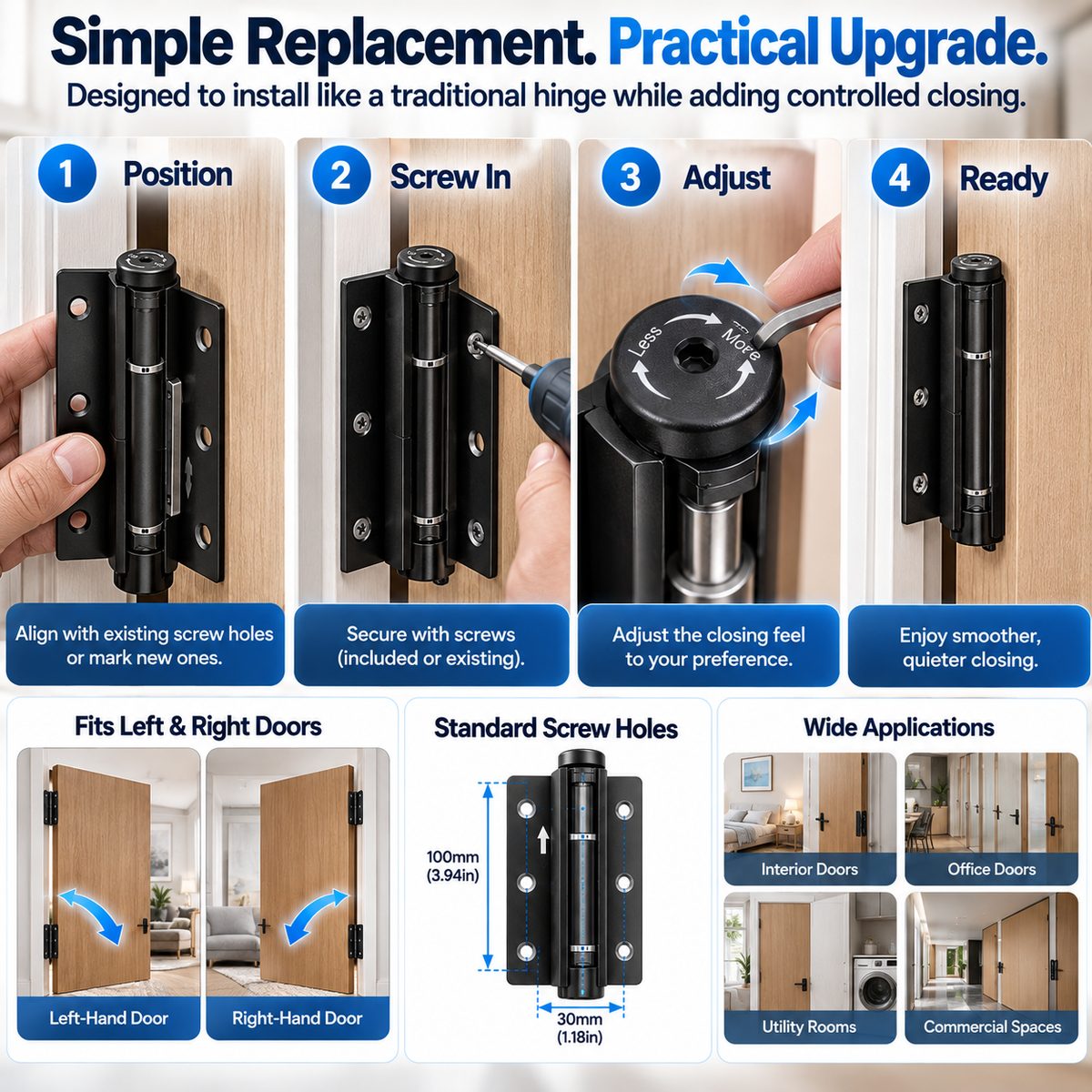 🚪 Soft-Close Self-Closing Door Hinge – Smooth, Controlled & Quieter Closing
