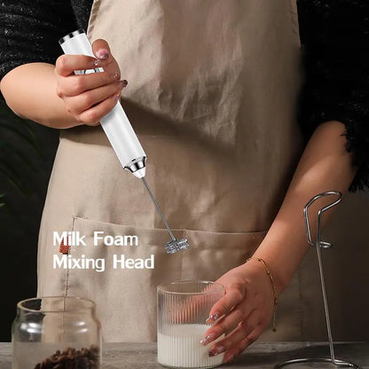 Rechargeable Milk Frother Handheld with 3 Heads 3 Speeds