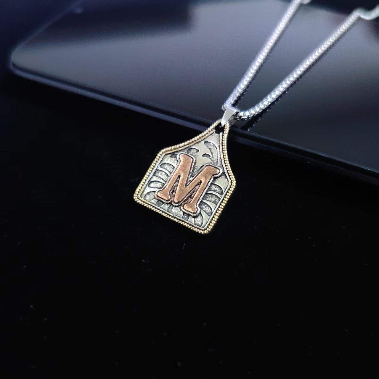 A-Z Letter Pendant Necklace - 22inch Stainless Steel