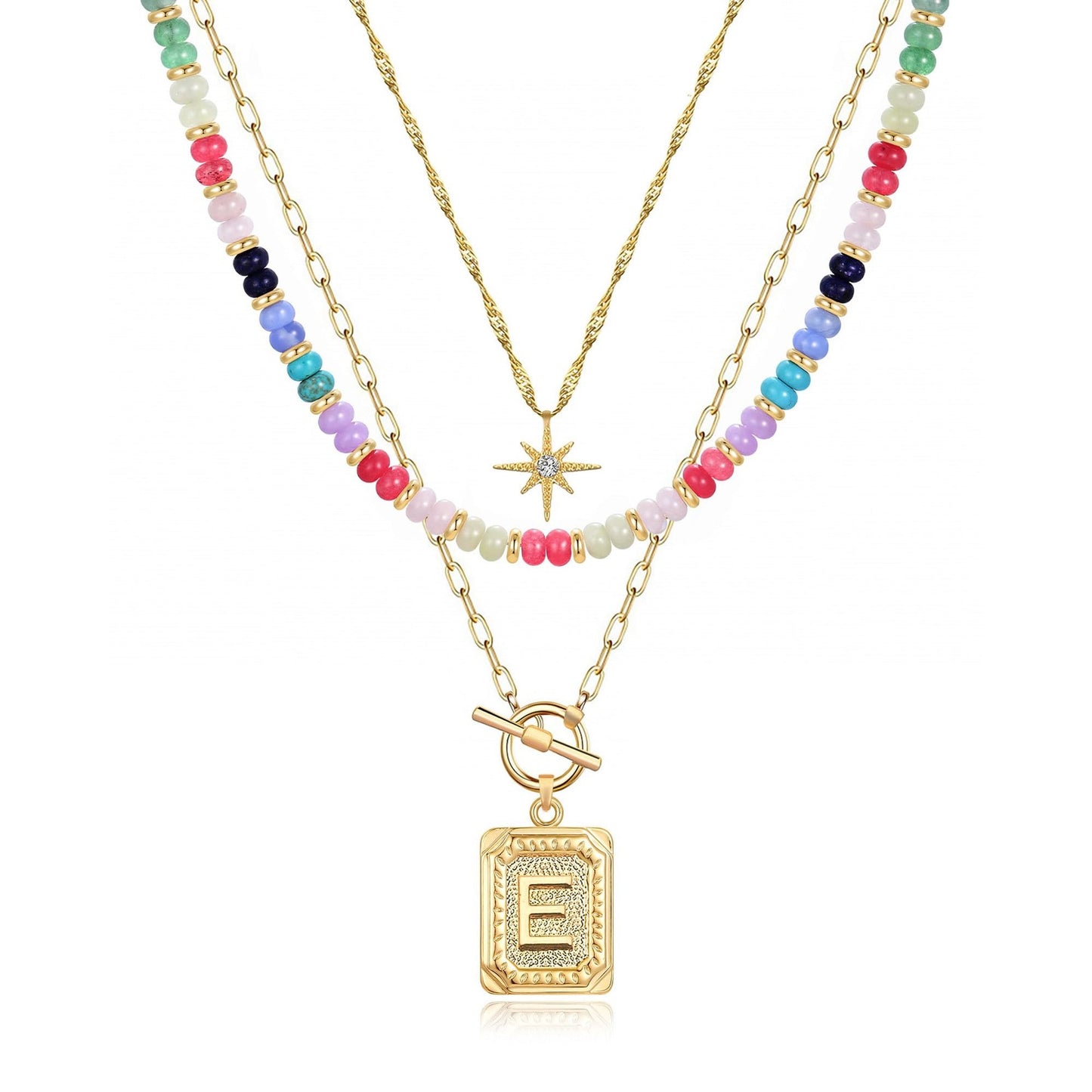14K Gold Plated Layered Necklaces for Women