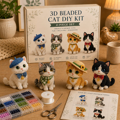 HOT🐾 3D Beaded Pet DIY Kit– Adorable 4-Piece Handmade Pet Craft Set